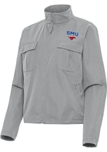 Antigua SMU Mustangs Womens Grey Even Par Light Weight Jacket
