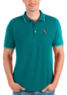 Antigua Seattle Mariners Mens Teal Affluent Short Sleeve Polo