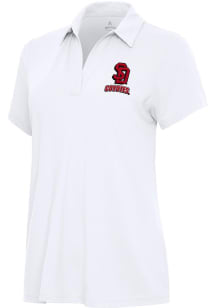 Antigua South Dakota Coyotes Womens White Era Short Sleeve Polo Shirt