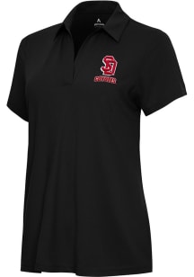 Antigua South Dakota Coyotes Womens Black Era Short Sleeve Polo Shirt