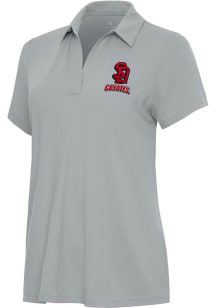 Antigua South Dakota Coyotes Womens Grey Era Short Sleeve Polo Shirt