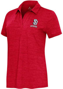 Antigua South Dakota Coyotes Womens Red Layout Short Sleeve Polo Shirt
