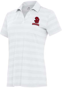 Antigua South Dakota Coyotes Womens White Tunnel Short Sleeve Polo Shirt