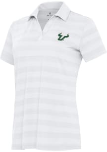 Antigua South Florida Bulls Womens White Tunnel Short Sleeve Polo Shirt