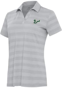 Antigua South Florida Bulls Womens Grey Tunnel Short Sleeve Polo Shirt