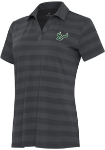 Antigua South Florida Bulls Womens Grey Tunnel Short Sleeve Polo Shirt