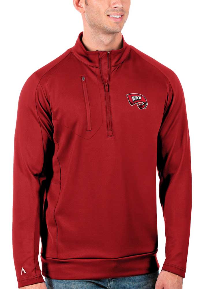 Antigua Western Kentucky Hilltoppers Mens Red Generation Long Sleeve 1/4 Zip Pullover