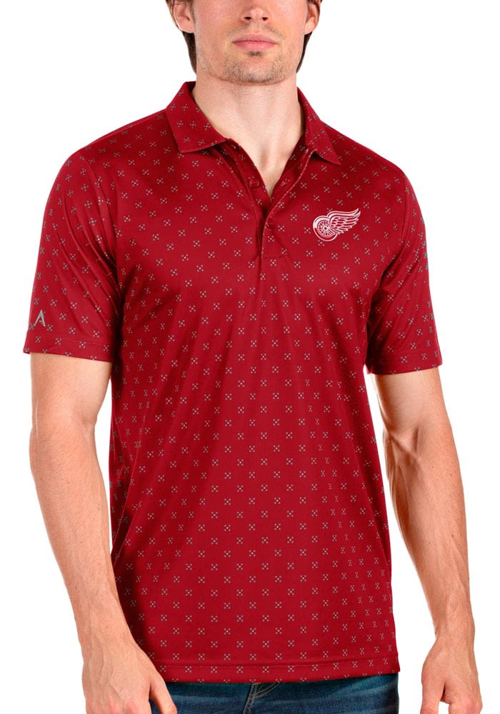 Antigua Detroit Red Wings Mens Red Spark Short Sleeve Polo
