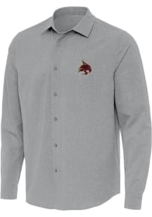 Antigua Texas State Bobcats Mens Grey Exposure Long Sleeve Dress Shirt