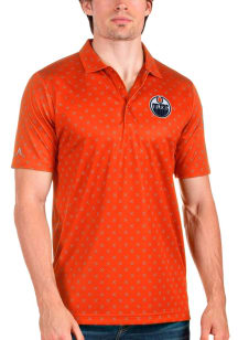 Antigua Edmonton Oilers Mens Orange Spark Short Sleeve Polo