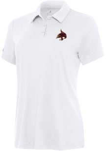 Antigua Texas State Bobcats Womens White Reprocess Recycled Short Sleeve Polo Shirt