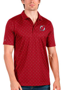 Antigua New Jersey Devils Mens Red Spark Short Sleeve Polo