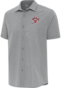 Antigua Utah Utes Mens Grey Activate Short Sleeve Dress Shirt