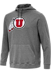Antigua Utah Utes Mens Black Full Front Cloud Long Sleeve Hoodie