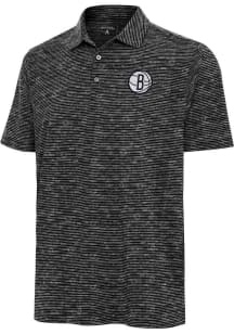 Antigua Brooklyn Nets Mens Black Status Short Sleeve Polo