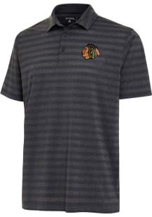 Antigua Chicago Blackhawks Mens Black Urge Short Sleeve Polo