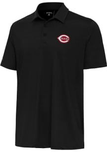 Antigua Cincinnati Reds Mens Black Whirl Short Sleeve Polo