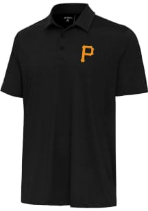 Antigua Pittsburgh Pirates Mens Black Whirl Short Sleeve Polo