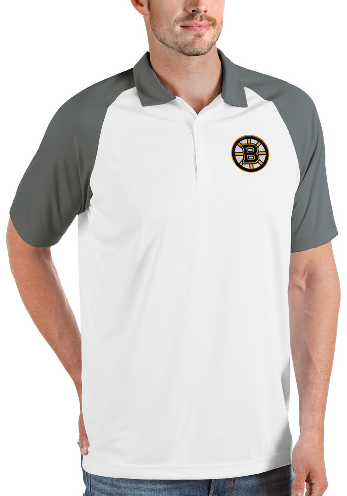 Antigua Boston Bruins Mens White Nova Short Sleeve Polo