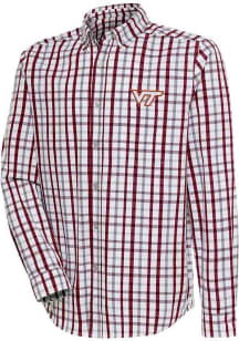 Antigua Virginia Tech Hokies Mens Maroon Tending Long Sleeve Dress Shirt