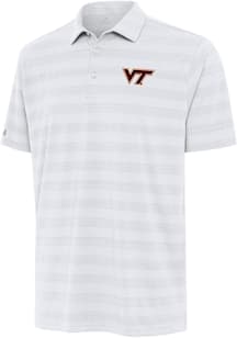 Antigua Virginia Tech Hokies Mens White Tunnel Short Sleeve Polo