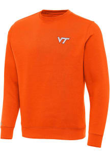 Antigua Virginia Tech Hokies Mens Orange Victory Long Sleeve Crew Sweatshirt