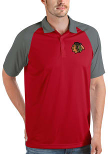Antigua Chicago Blackhawks Mens Red Nova Short Sleeve Polo