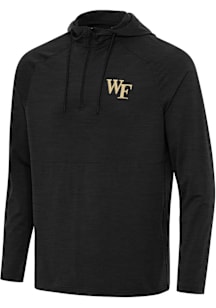 Antigua Wake Forest Demon Deacons Mens Black Spikes Long Sleeve Qtr Zip Pullover