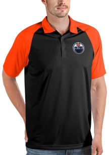 Antigua Edmonton Oilers Mens Black Nova Short Sleeve Polo