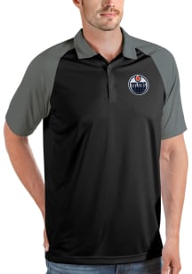 Antigua Edmonton Oilers Mens Black Nova Short Sleeve Polo