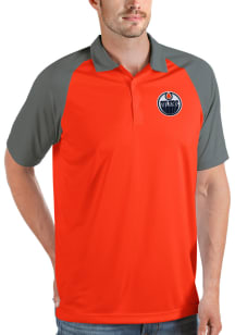 Antigua Edmonton Oilers Mens Orange Nova Short Sleeve Polo
