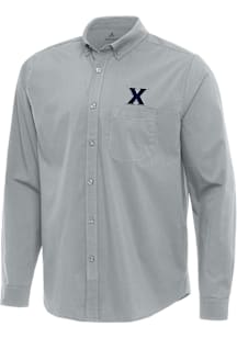 Antigua Xavier Musketeers Mens Grey Flight Long Sleeve Dress Shirt