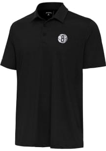 Antigua Brooklyn Nets Mens Black Whirl Short Sleeve Polo