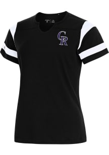 Antigua Colorado Rockies Womens Black Encounter Short Sleeve T-Shirt