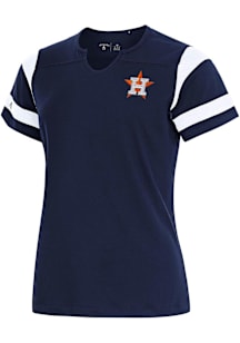 Antigua Houston Astros Womens Navy Blue Encounter Short Sleeve T-Shirt