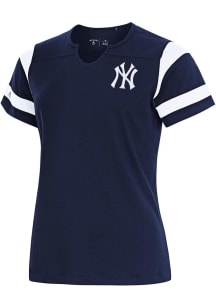 Antigua New York Yankees Womens Navy Blue Encounter Short Sleeve T-Shirt