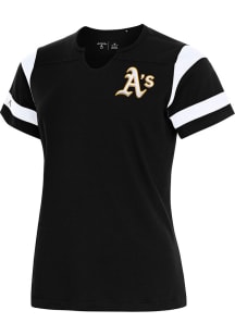 Antigua Oakland Athletics Womens Black Encounter Short Sleeve T-Shirt