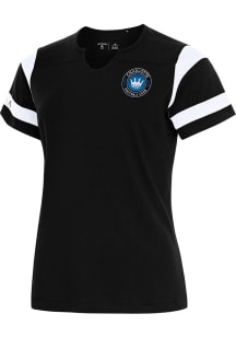 Antigua Charlotte FC Womens Black Encounter Short Sleeve T-Shirt