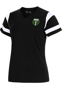 Antigua Portland Timbers Womens Black Encounter Short Sleeve T-Shirt