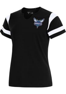 Antigua Charlotte Hornets Womens Black Encounter Short Sleeve T-Shirt