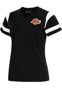 Antigua Los Angeles Lakers Womens Black Encounter Short Sleeve T-Shirt