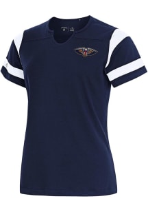 Antigua New Orleans Pelicans Womens Navy Blue Encounter Short Sleeve T-Shirt
