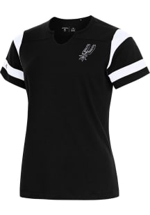 Antigua San Antonio Spurs Womens Black Encounter Short Sleeve T-Shirt