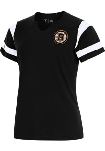 Antigua Boston Bruins Womens Black Encounter Short Sleeve T-Shirt