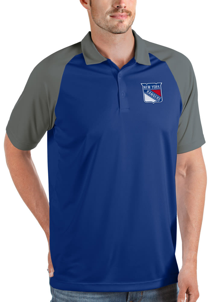 Antigua New York Rangers Mens Blue Nova Short Sleeve Polo