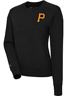 Antigua Pittsburgh Pirates Womens Black Forward Crew Sweatshirt