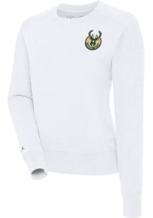 Antigua Milwaukee Bucks Womens White Forward Crew Sweatshirt