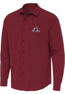 Antigua New Mexico State Aggies Mens Cardinal Exposure Long Sleeve Dress Shirt