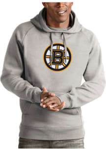 Antigua Boston Bruins Mens Grey Victory Long Sleeve Hoodie