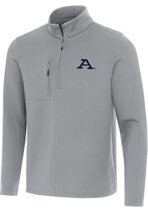 Antigua Akron Zips Mens Grey Insider Long Sleeve Qtr Zip Pullover